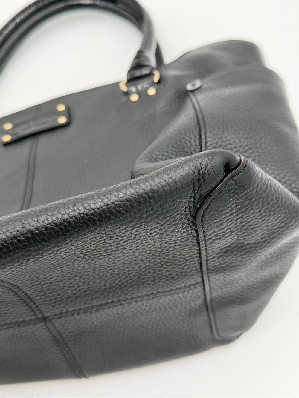 Kate Spade Pebbled Leather Hobo Handbag Purse Black Double Handle Zip Top